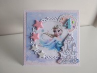 Kartka na urodziny ręcznie robiona Kraina Lodu Elsa