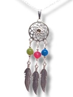 AG34 Wisiorek/zawieszka kamienie AGAT KOLOROWY łapacz snów piórko