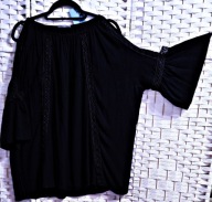 ŚWIETNA W CZERNI Z ODKRYTYMI RAMIONAMI I FAJNYMI RĘKAWAMI r: 50 - NOWA