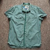 Koszula męska z krótki rękawem zielona w kratkę f.Reserved Slim Fit r.L