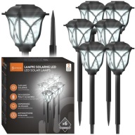 LAMPY SOLARNE OGRODOWE WBIJANE ZESTAW 6 SZTUK MOCNE LED DO OGRODU TARAS 45c