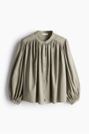 H & M boho bufiaste balonowe rękawy koszula oversize luźna khaki oliwkowa