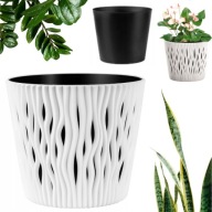 DONICZKA DONICA BIAŁA MATOWA WZÓR OKRĄGŁA Z WKŁADEM PLASTIKOWA SZER.13cm