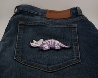 Naszywka Haftowana SZKIELET DINOZAURA Triceratops – 10,5 x 5 cm