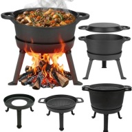 DUŻY KOCIOŁEK ŻELIWNY 15L MYŚLIWSKI GARNEK NA OGNISKO NA PIECZONKI DUSZONKI