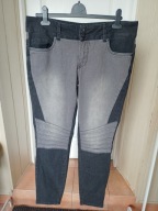 rainbow skinny 44 spodnie dżins czarne szare ze średnim stan proste / rurki