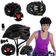 KASK ROWEROWY Z LAMPKĄ LED REGULOWANY 58–61 CM LEKKI BEZPIECZNY SOLIDNY