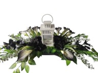 Stroik Cmentarz latarenka czarno - szary kalie gladiola