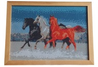 Obraz ręcznie zrobiony haftem diamentowym konie
