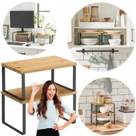 PÓŁKA NA PRZYPRAWY STOJĄCA NAROŻNA NA BLAT DĘBOWA MAŁA DREWNIANA MAŁA