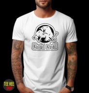 ŚMIESZNA KOSZULKA BAD BULL Z NADRUKIEM PARODIA T-SHIRT BIAŁY S