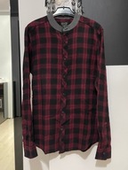 O Koszula Twistedsoul czerń bordo krata bawełna 100% - flanela stójka