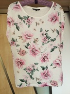 BLUZKA DAMSKA DŁUŻSZA LUŹNA W KWIATY NA PRZODZIE R.44