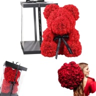 MIŚ MISIEK Z RÓŻ CZERWONYCH RÓŻANY CZERWONY DZIEŃ KOBIET DLA DZIEWCZYNY