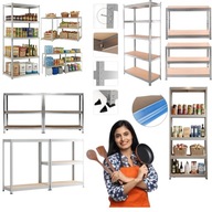 REGAŁ REGULOWANY MAGAZYNOWY METALOWY SKRĘCANY MOCNY DO GARAŻU SPIŻARNI