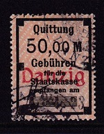 Gdańsk, Danzig, opłata katastralna, przedruk na znaczku pruskim /DP/