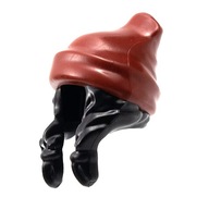 LEGO Czapka z wystającymi warkoczami - Dark Red - 52686pb04