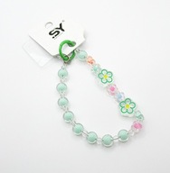 Zawieszka do telefonu kluczy akrylowe kulki zielone kwiatuszki 3D prezent