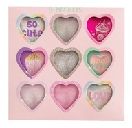 Magnesy na lodówkę tablicę magnetyczną szklane serca 9 szt