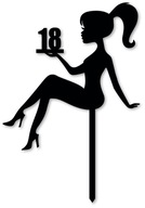 Topper na tort - kobieta z cyfrą 18 urodziny osiemnastka