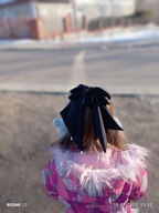 Kokarda czarna ozdoba klamerka na włosy