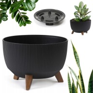 DONICZKA DONICA MISA Z NÓŻKAMI CZARNA PRĄŻKOWANA OKRĄGŁA PLASTIKOWA ŚR.29cm