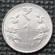 *INDIE [1927]*1 rupia 2014 *znak menniczy Noida:, kwiat Lotos