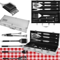 ZESTAW DO GRILLA SOLIDNE STALOWE PRZYBORY SZTUĆCE I AKCESORIA+WALIZKA