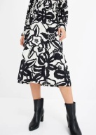 SUKIENKA KOSZULOWA Z WISKOZY CZARNO-BIAŁA W KWIATY 42