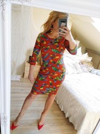 Indulgence London sukienka bodycon pióra wełna M/L