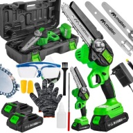 PIŁA ŁAŃCUCHOWA AKUMULATOROWA MINI PILARKA GAŁĘZIÓWKA 2xAKU 6" 8" ZESTAW