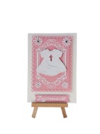 Zaproszenia Chrzest Święty Dziewczynka Szatka C6 Róż - Biel