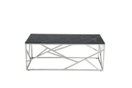 ŁAWA STOLIK srebro glamour SREBRNA stal SZKŁO