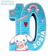 Piniata numer 10 (dowolny nr) Cinnamoroll spersonalizowane. Zestaw z kijem