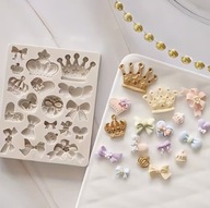 Forma silikonowa korona, kokardki wstążki do masy cukrowej, dekoracji