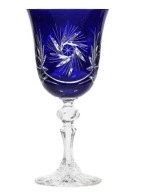 KRYSZTAŁOWE Szafirowe Kieliszki do Wina/Goblety Dz.220 g Szlifowane Polskie
