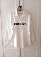 Biała lniana koszula na guziczki len 44 XXL