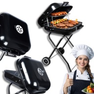 GRILL TURYSTYCZNY SKŁADANY WĘGLOWY PRZENOŚNY Z POKRYWĄ NA KÓŁKACH OGRODOWY