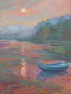 Solina o zachodzie Obraz Olejny Sabina Salamon70x50cm