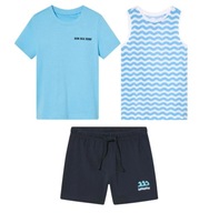 LUPILU komplet zestaw chłopięcy bluzka szorty podkoszulek niebieski 110/116