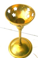 Świecznik mosiężny pojedynczy z 9 gwiazkami