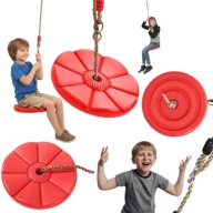 HUŚTAWKA OGRODOWA DLA DZIECI WISZĄCA PLASTIKOWA OKRĄGŁA DYSK MOCNA SOLIDNA