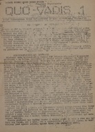 QUO VADIS nr 1, niezależne pismo studenckie Bydgoszcz 1985