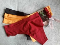 Zestaw 3-stringi damskie kolorowe z koronką (XS)