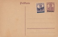 Danzig - kartka przedrukowa Cp 3 z doklejonym znaczkiem