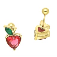 65294 Kolczyki złota stal chirurgiczna piercing kryształowe jabłuszko