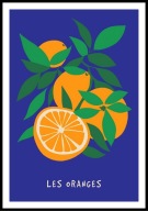 A2 PLAKAT DO KUCHNI RESTAURACJI POMARAŃCZE NA GRANATOWYM TLE, LES ORANGES