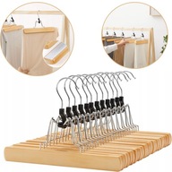 ZESTAW 12 SZTUK SOLIDNYCH DREWNIANYCH WIESZAKÓW NA SPODNIE I SPÓDNICE