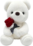 ROMANTYCZNY MIŚ PLUSZOWY Z RÓŻĄ 23 CM MASKOTKA NA WALENTYNKI PREZENT