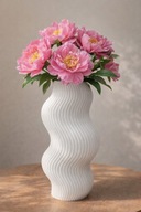 Nowoczesny wazon dekoracyjny w pionowe paski / kolor biały